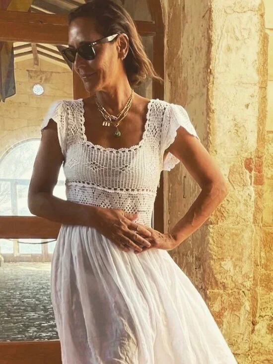 Doen Modeira Dress in Salt‎ White Size Small Crochet Maxi Midi Dress Boho - Picture 8 of 16